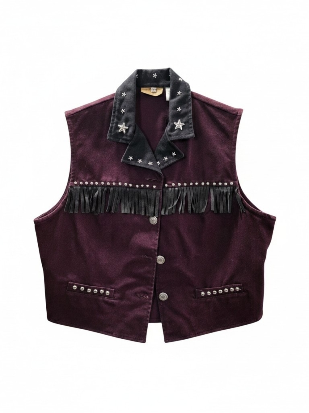 Wrangler Burgundy and Black Western Vest with Branded Label